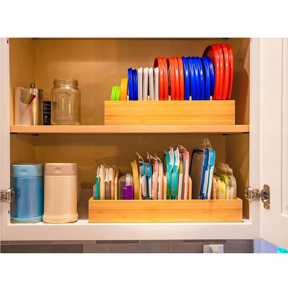 Bamboo Pantry Organizer Bin - Natural Bamboo Kitchen Storage
